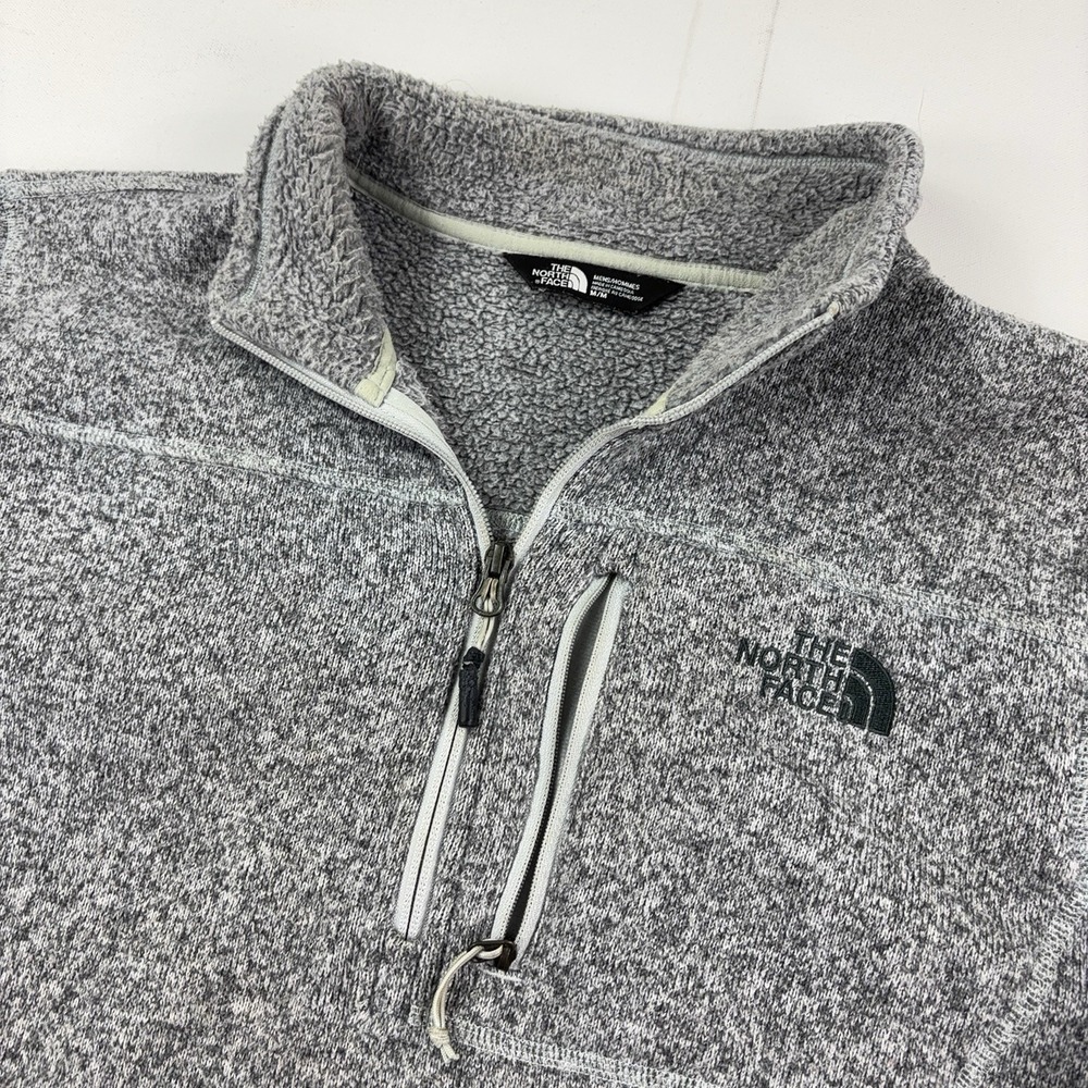 The North Face Jacket Mens Medium Gray Fleece 1/4 Zip Pullover Stand Collar